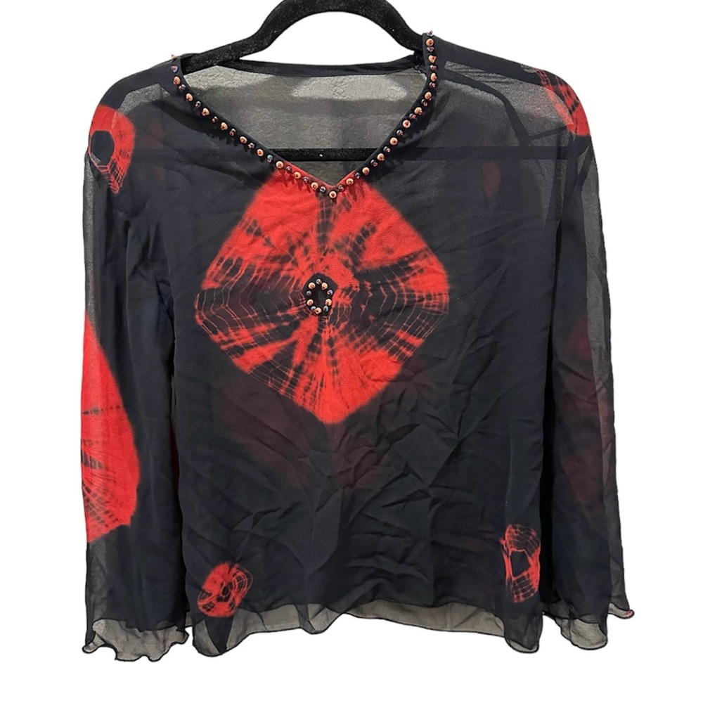 Vintage tie dye bell sleeve chiffon top